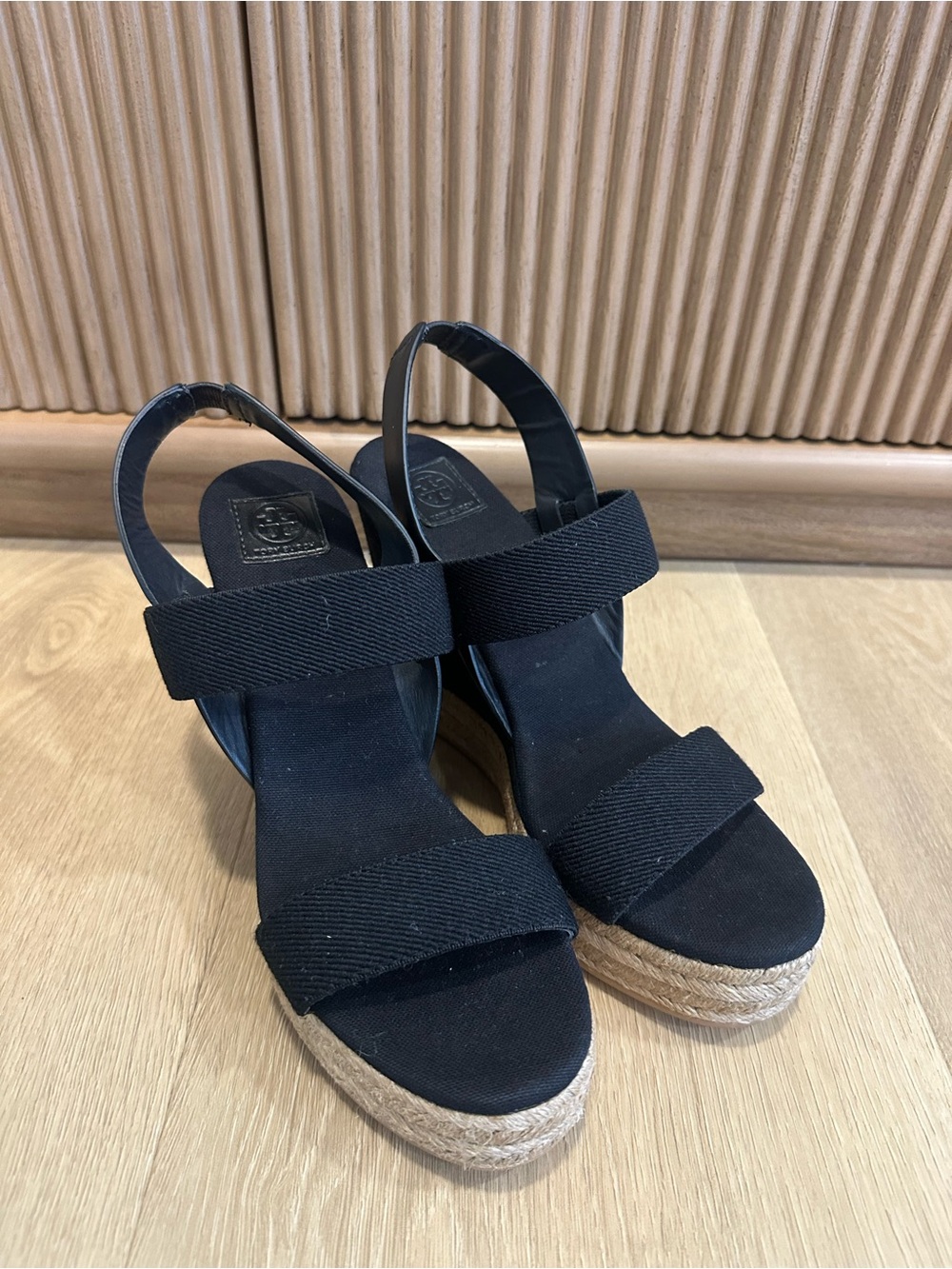 Tory Burch Black Canvas
Espadrille Wedge Sandals 8 - Picture 6 of 7